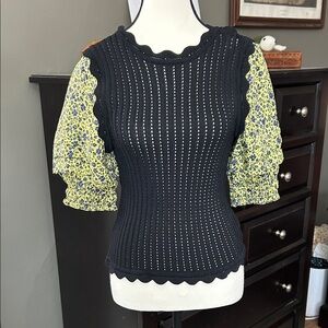 Black and Yellow Floral Women's Top